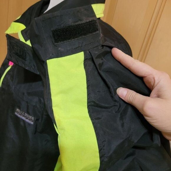 Vintage White Sierra Unisex Large Neon Windbreaker Warm Up Jacket Black Green - Picture 11 of 14